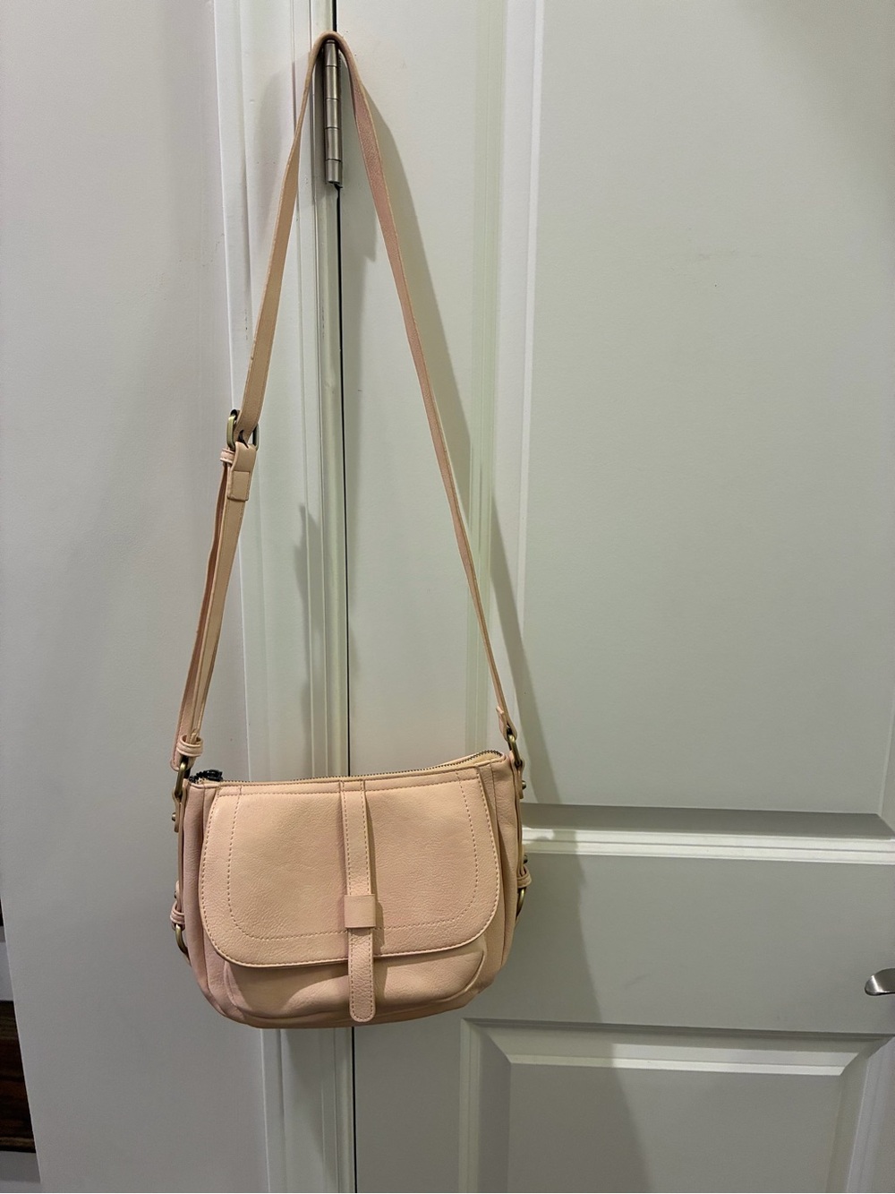 Anthropologie Soft Blush Leather Crossbody Saddle Bag